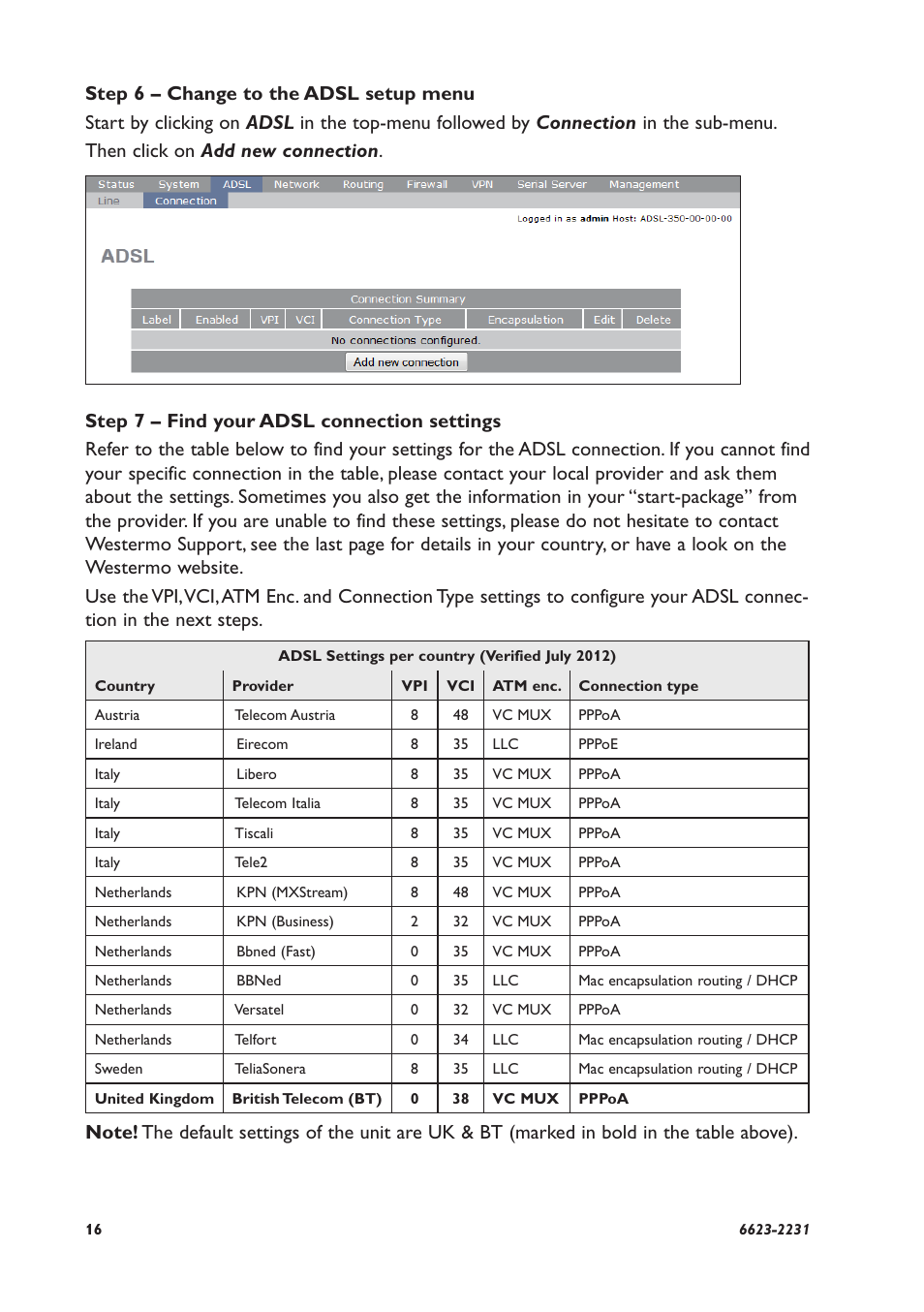 Westermo ADSL-350 User Manual | Page 16 / 28