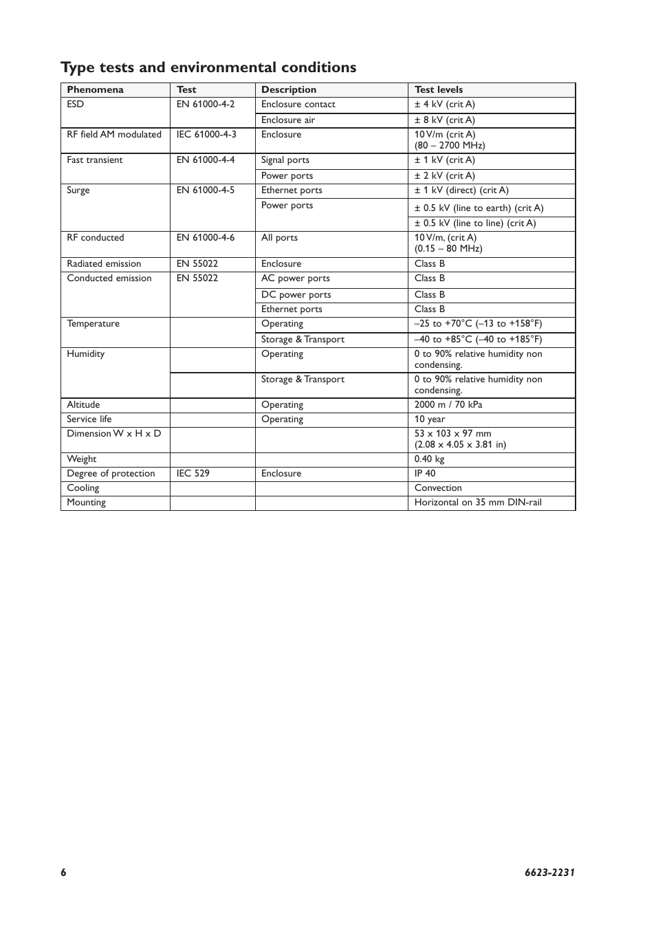 Type tests and environmental conditions | Westermo ADSL-350 User Manual | Page 6 / 28