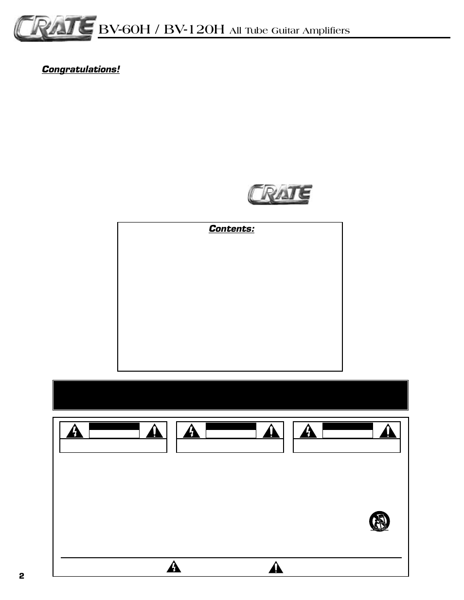 Crate Amplifiers ALL TUBE BV-129H User Manual | Page 2 / 12