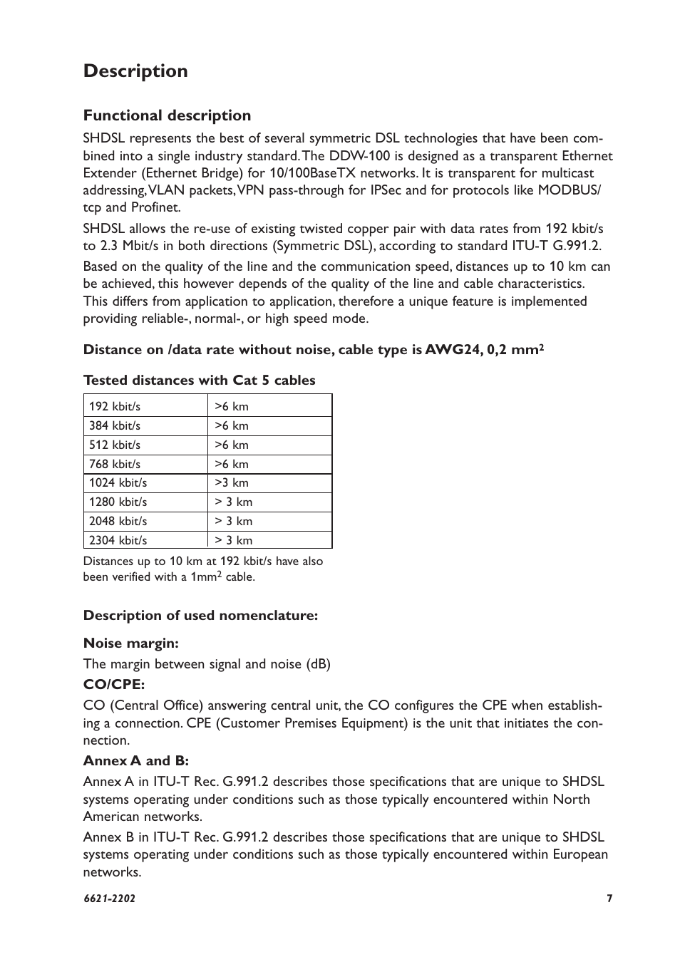 Description | Westermo DDW-100 User Manual | Page 7 / 20