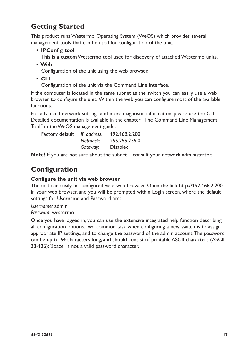 Configuration, Getting started | Westermo DDW-142-485 User Manual | Page 17 / 20