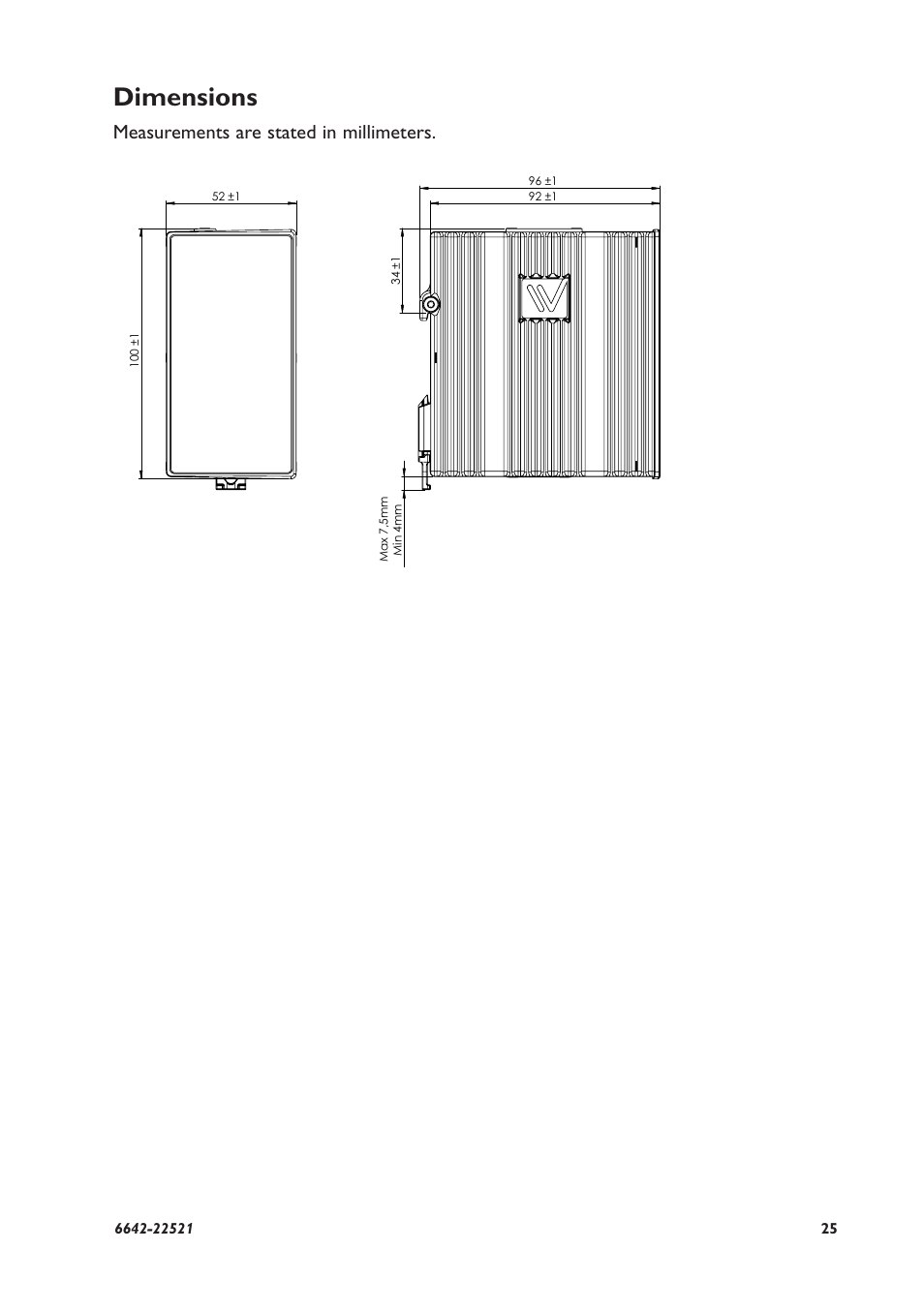 Dimensions, Measurements are stated in millimeters | Westermo DDW-142-EX User Manual | Page 25 / 28