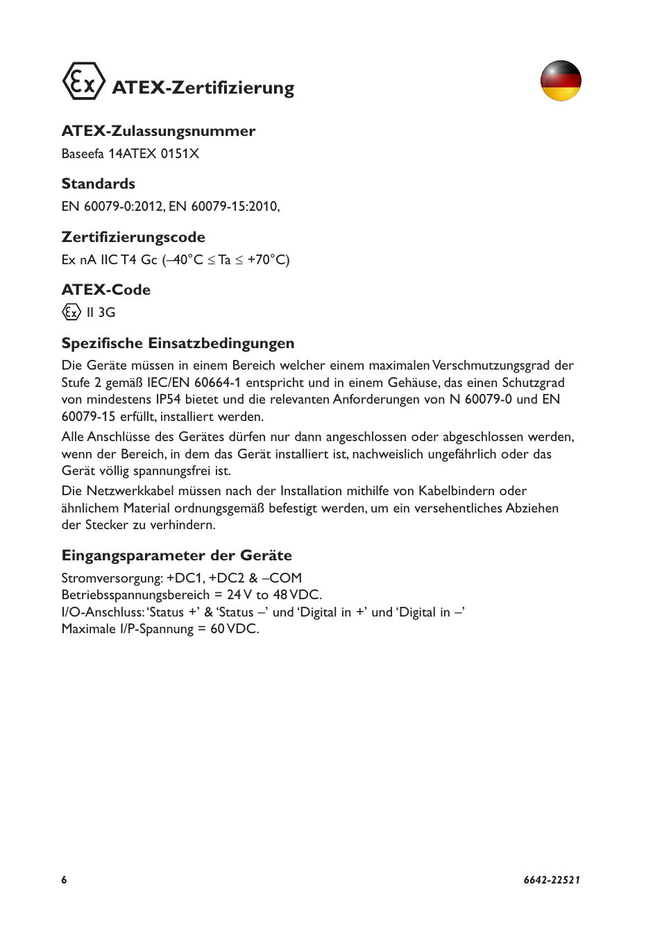 Atex-zertifizierung | Westermo DDW-142-EX User Manual | Page 6 / 28