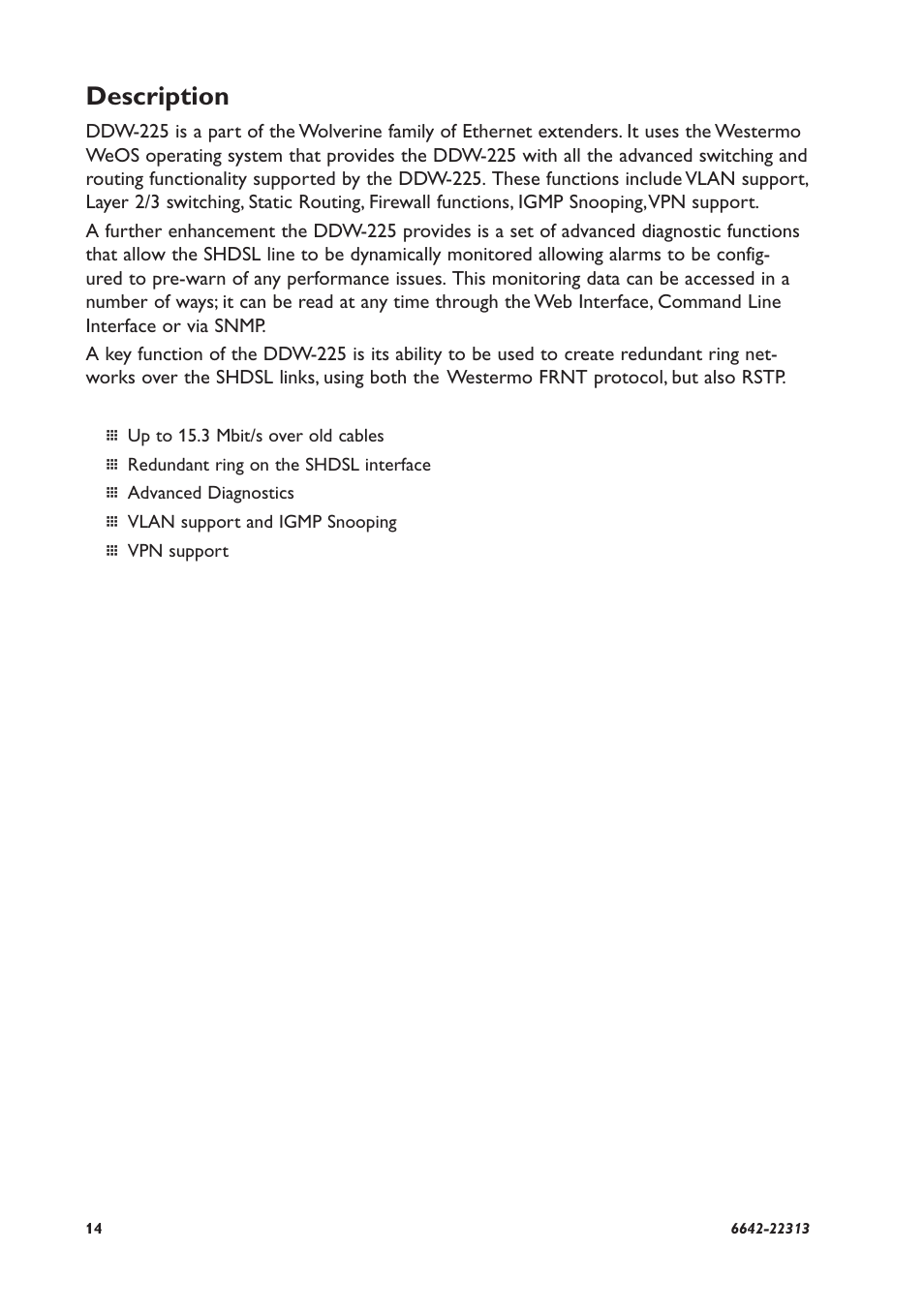 Description | Westermo DDW-225-EX User Manual | Page 14 / 24