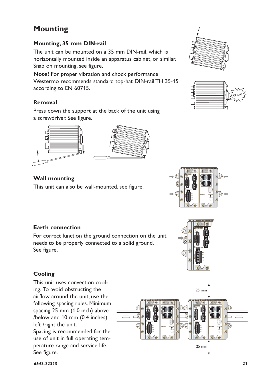 Mounting | Westermo DDW-225-EX User Manual | Page 21 / 24