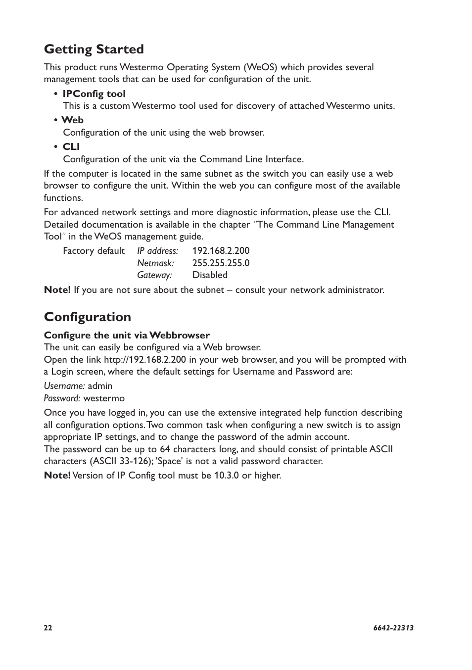 Getting started, Configuration | Westermo DDW-225-EX User Manual | Page 22 / 24