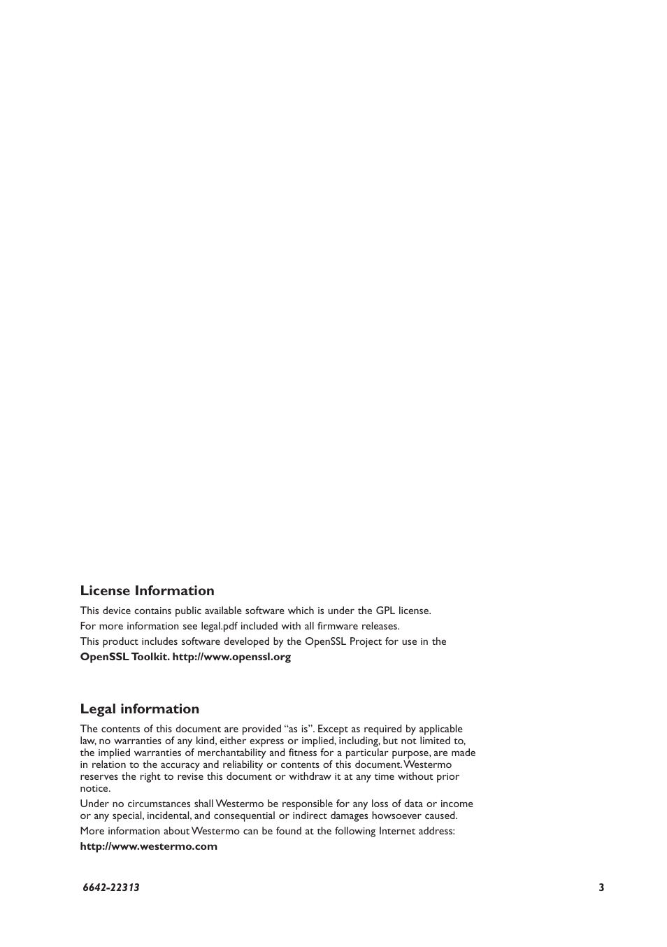 License information, Legal information | Westermo DDW-225-EX User Manual | Page 3 / 24