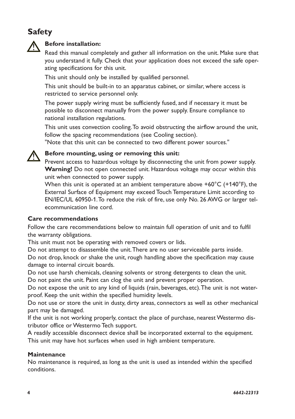 Safety | Westermo DDW-225-EX User Manual | Page 4 / 24