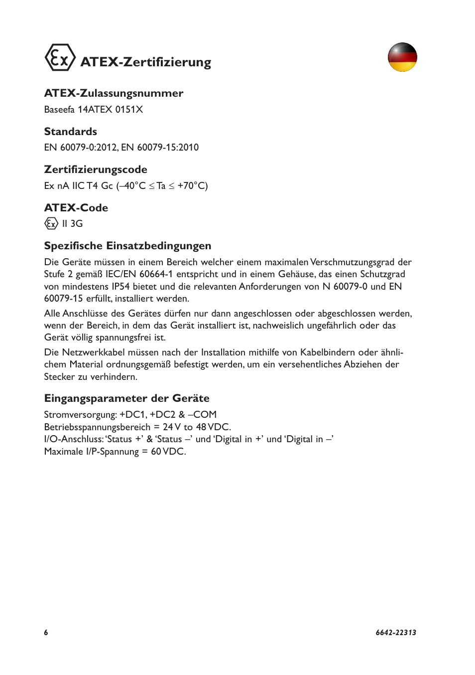 Atex-zertifizierung | Westermo DDW-225-EX User Manual | Page 6 / 24