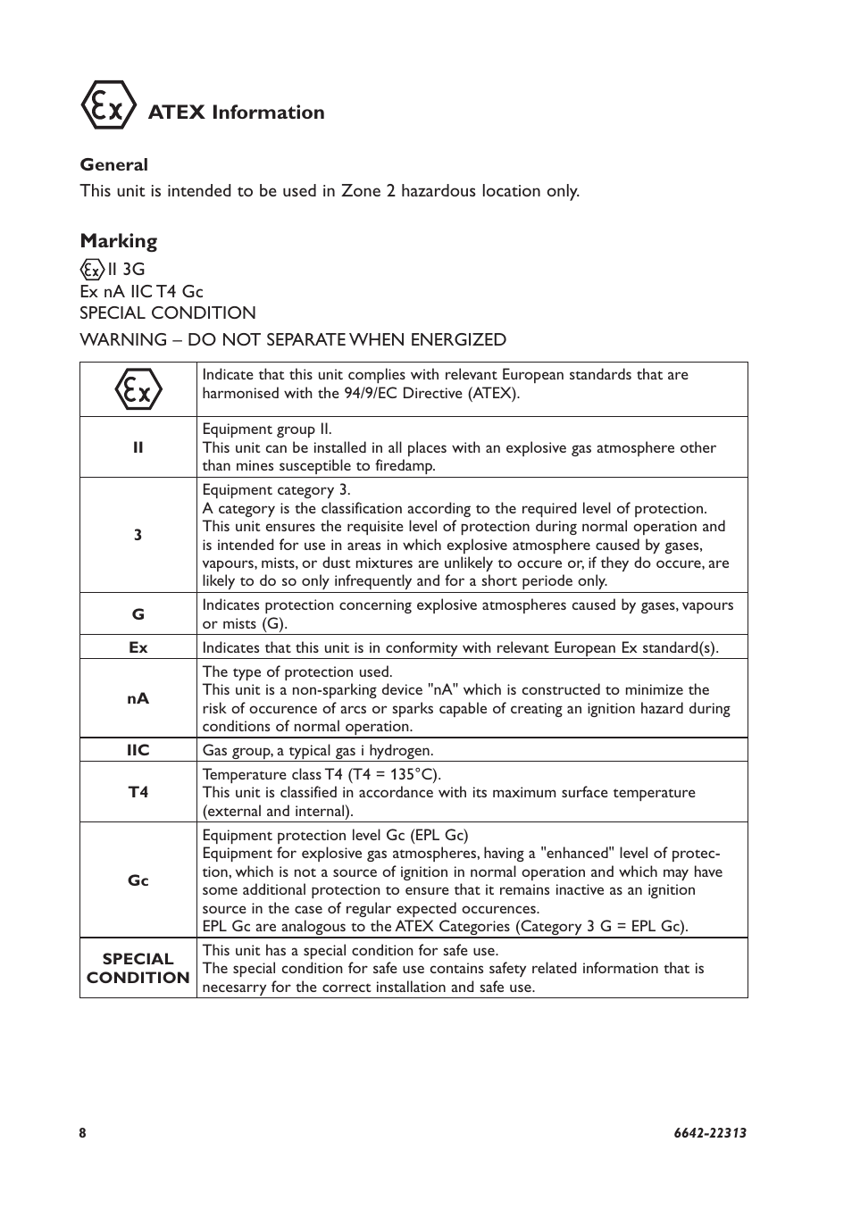 Marking, Atex information | Westermo DDW-225-EX User Manual | Page 8 / 24
