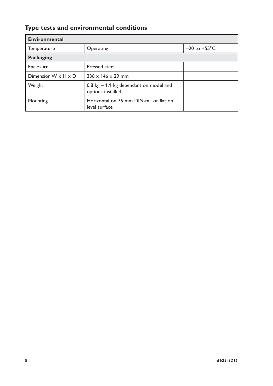 Type tests and environmental conditions | Westermo DR-250 User Manual | Page 8 / 20