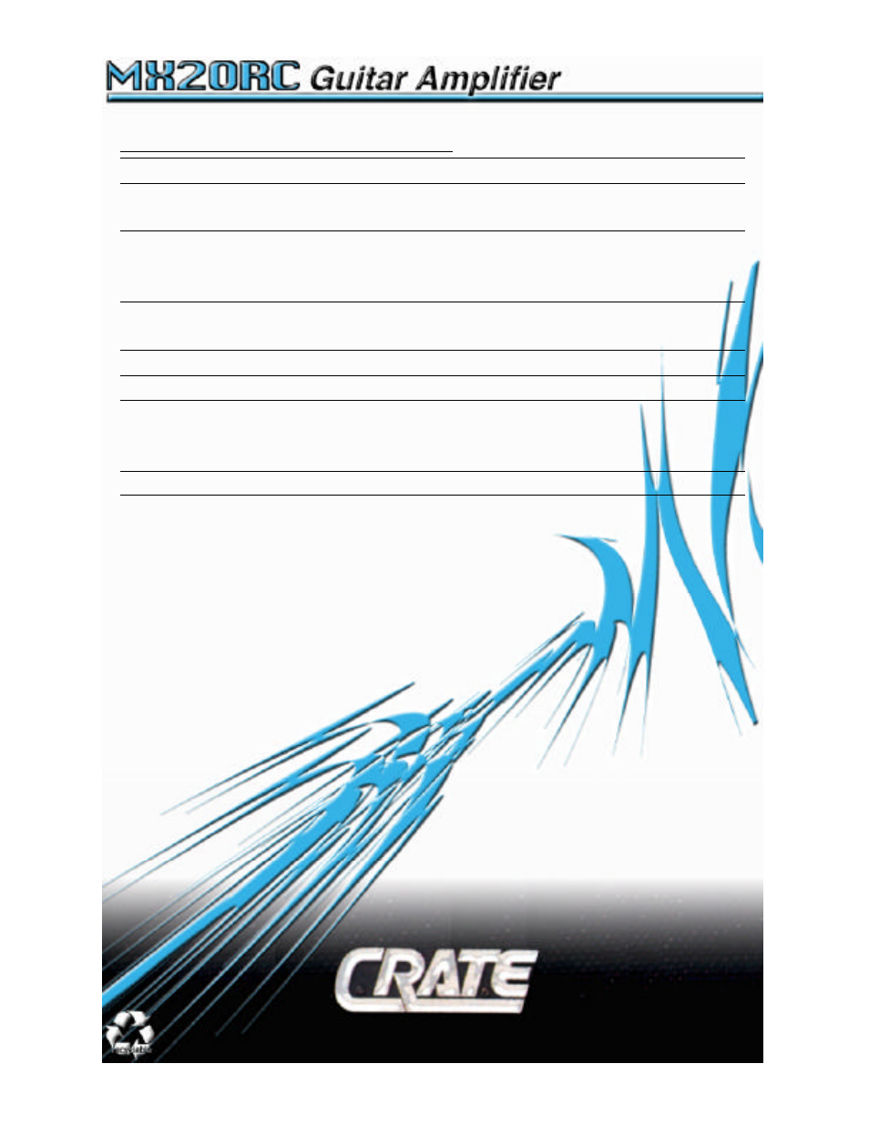 Crate Amplifiers CRATE MX20RC User Manual | Page 8 / 8