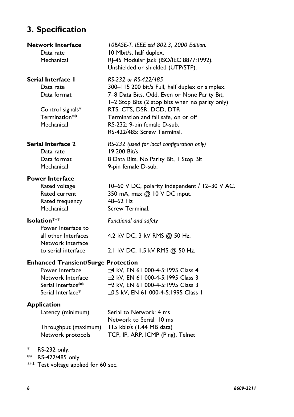 Specification | Westermo ED-10 TCP User Manual | Page 6 / 32
