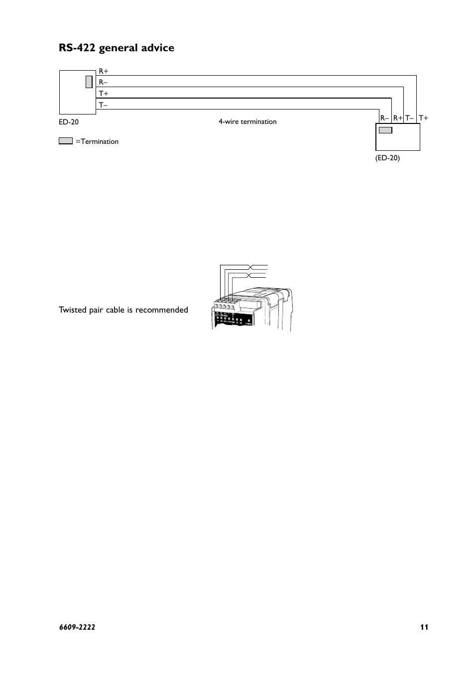 Rs-422 general advice | Westermo ED-20 User Manual | Page 11 / 36