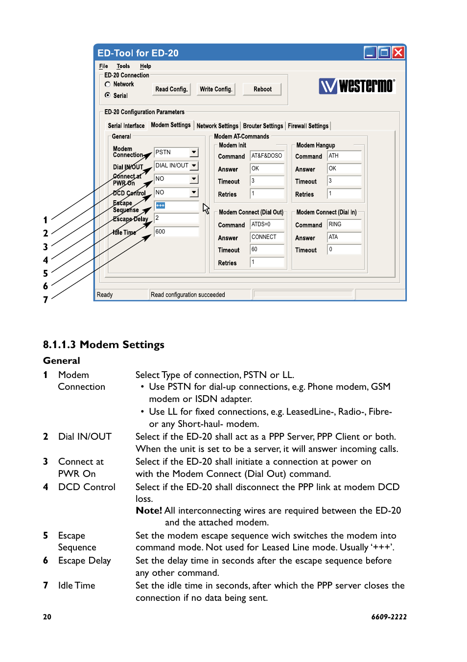3 modem settings | Westermo ED-20 User Manual | Page 20 / 36