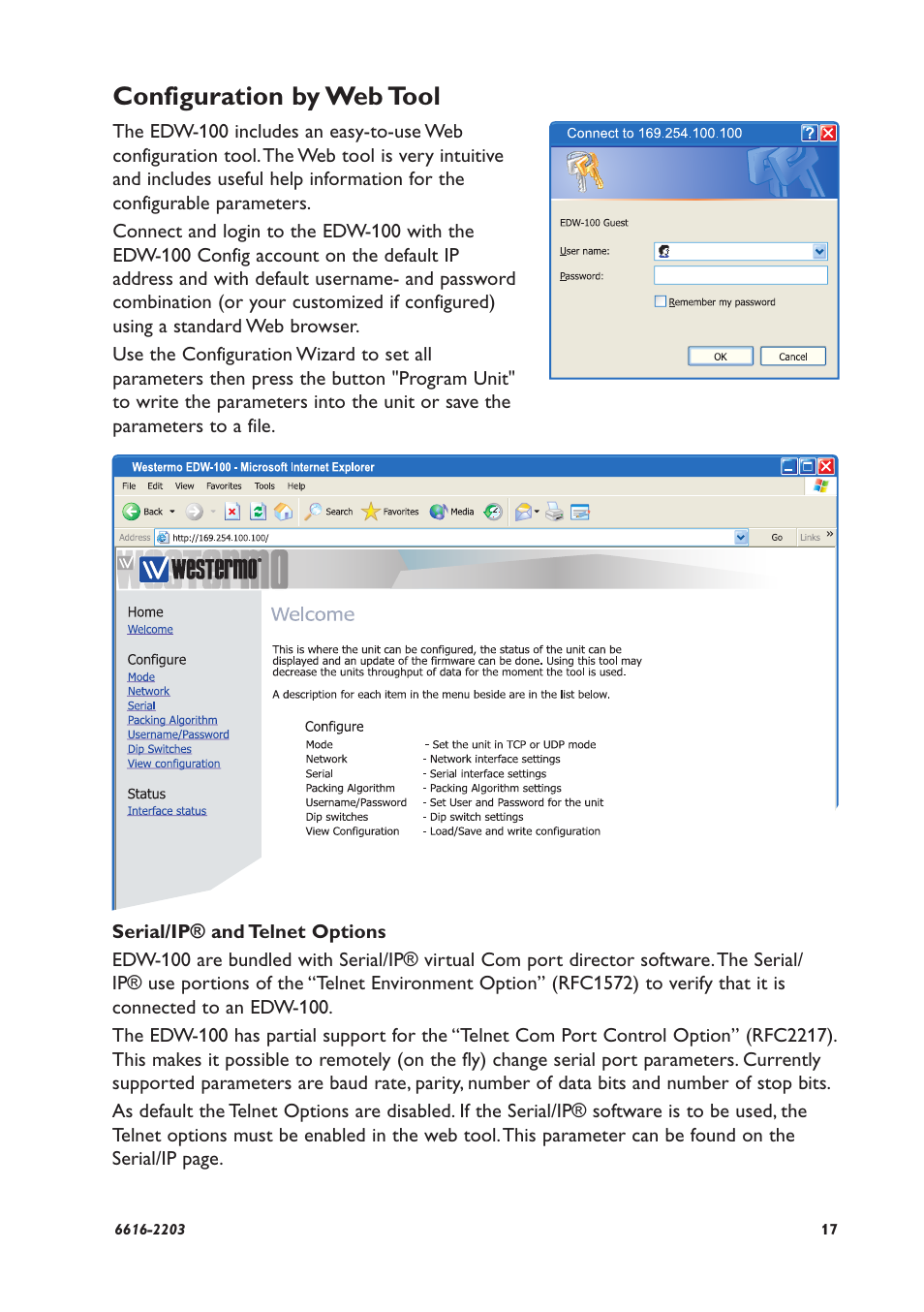 Configuration by web tool | Westermo EDW-100 User Manual | Page 17 / 32