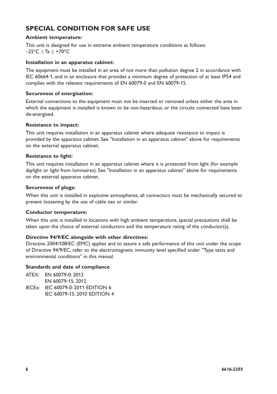 Special condition for safe use | Westermo EDW-100 User Manual | Page 6 / 32