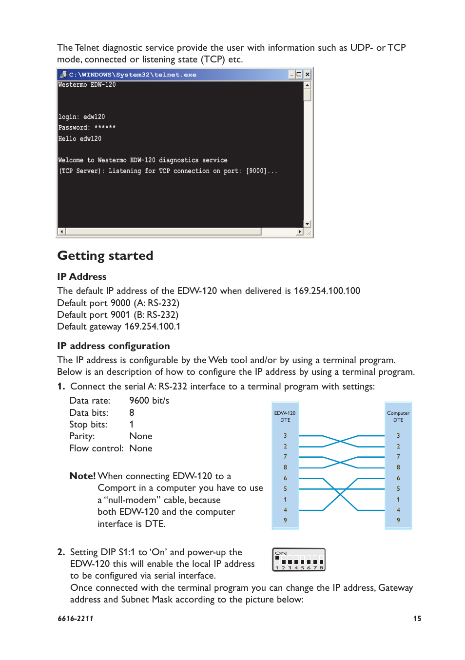 Getting started | Westermo EDW-120 User Manual | Page 15 / 32