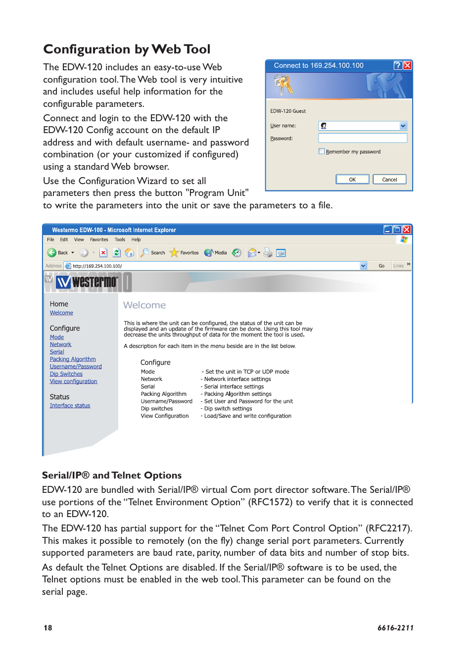 Configuration by web tool | Westermo EDW-120 User Manual | Page 18 / 32