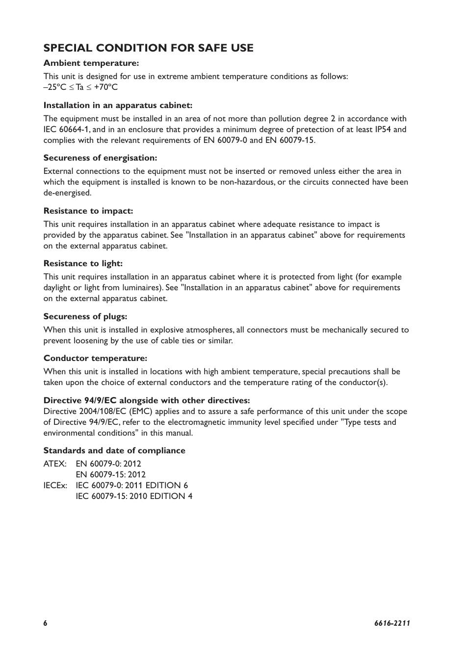 Special condition for safe use | Westermo EDW-120 User Manual | Page 6 / 32