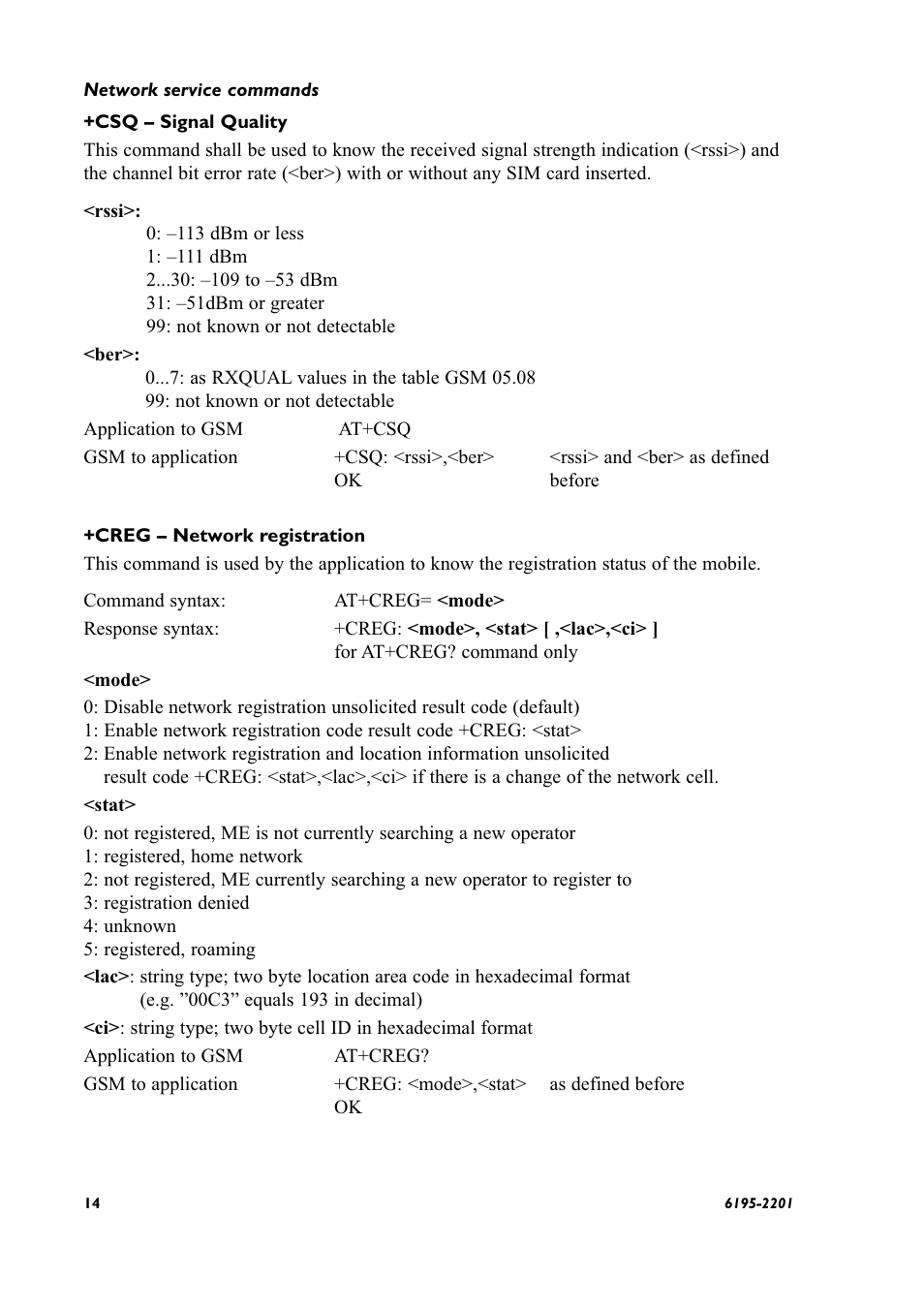 Network service commands | Westermo GS-01 User Manual | Page 14 / 56