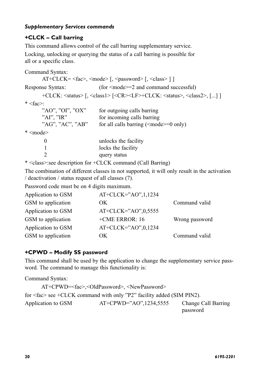 Supplementary commands | Westermo GS-01 User Manual | Page 20 / 56