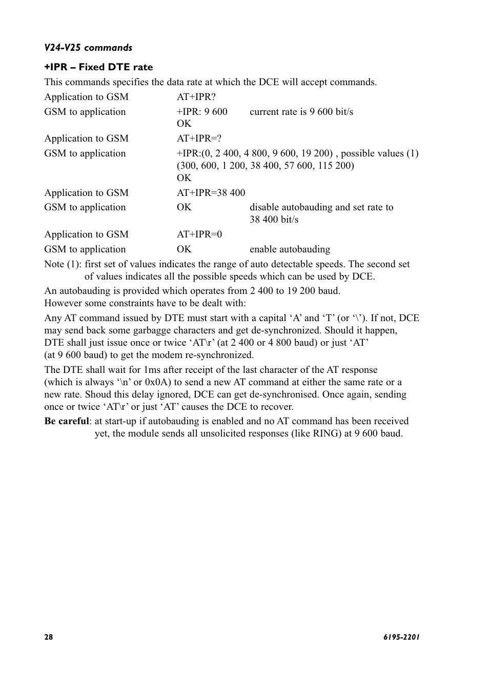 V.24/v.25 commands | Westermo GS-01 User Manual | Page 28 / 56