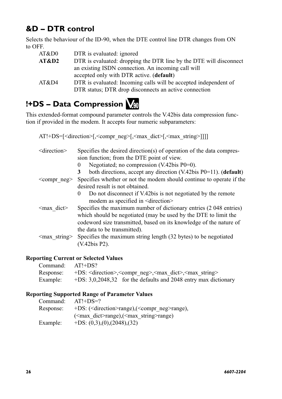 D – dtr control, Ds – data compression | Westermo ID-90 User Manual | Page 26 / 124