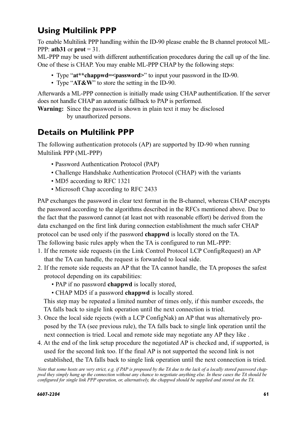 Using multilink ppp, Details on multilink ppp | Westermo ID-90 User Manual | Page 61 / 124