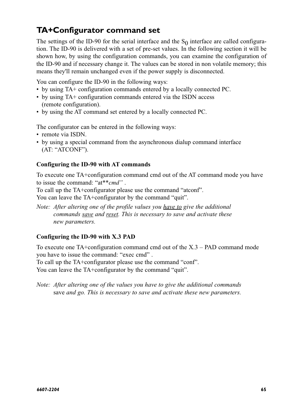 Ta+configurator command set | Westermo ID-90 User Manual | Page 65 / 124