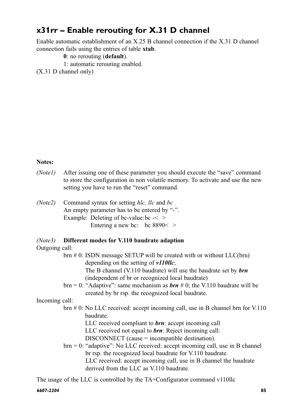 X31rr – enable rerouting for x.31 d channel | Westermo ID-90 User Manual | Page 85 / 124