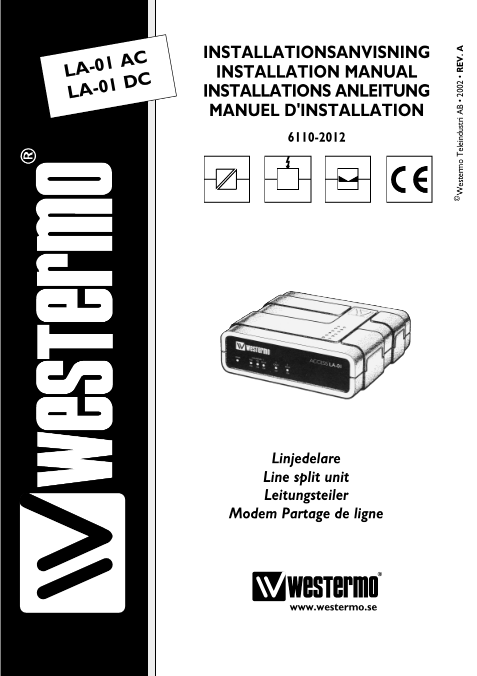 Westermo LA-01 User Manual | 6 pages