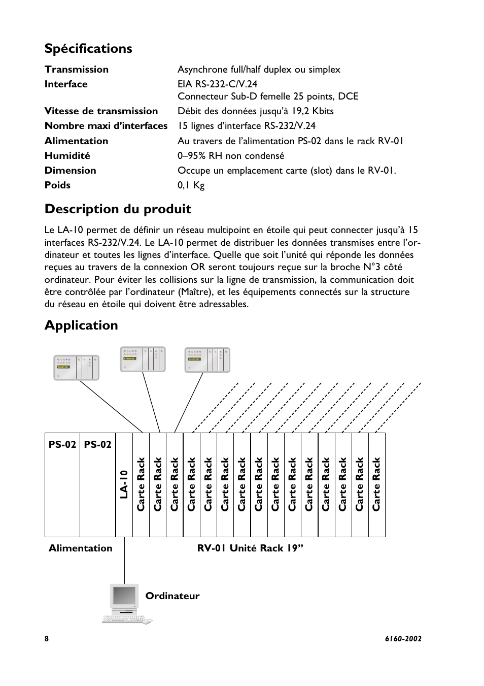 Spécifications, Description du produit, Application | Westermo LA-10 User Manual | Page 8 / 12