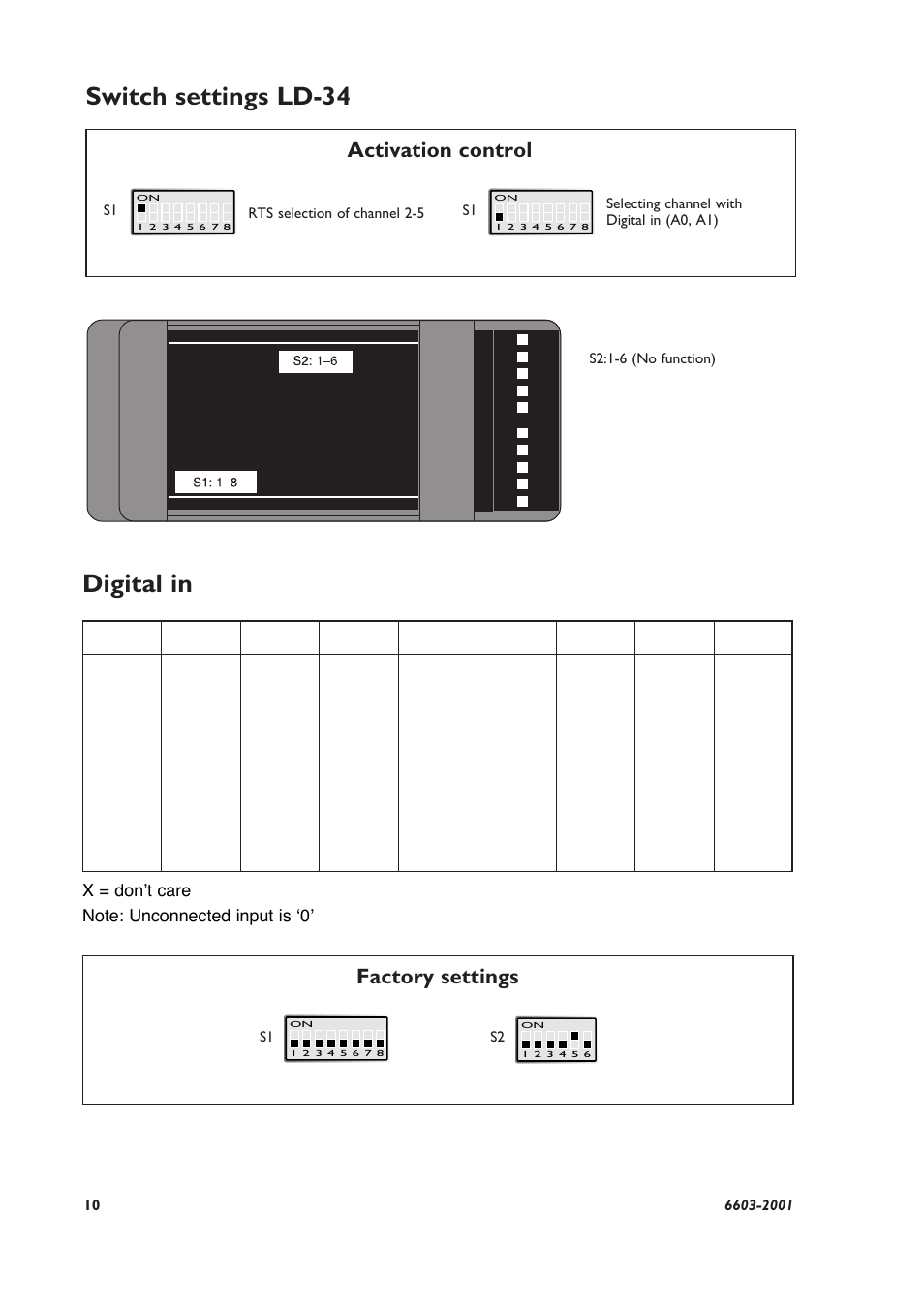 Switch settings ld-34 digital in | Westermo LD-34 User Manual | Page 4 / 8