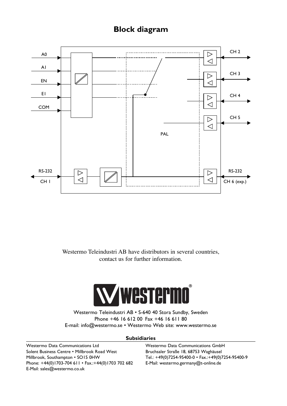 Block diagram | Westermo LD-34 User Manual | Page 8 / 8