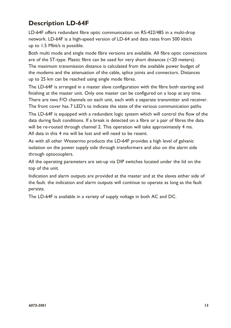 Description ld-64f | Westermo LD-64F User Manual | Page 3 / 12