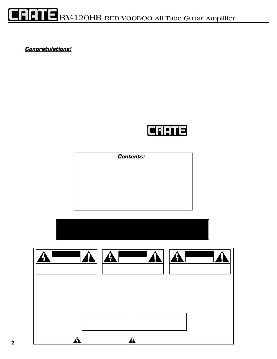 Crate Amplifiers RED VOODOO BV-120HR User Manual | Page 2 / 8