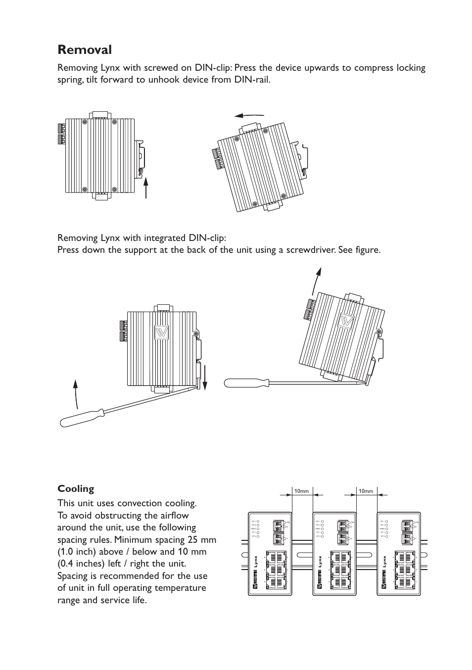 Removal, 10mm | Westermo Lynx 100 User Manual | Page 23 / 24