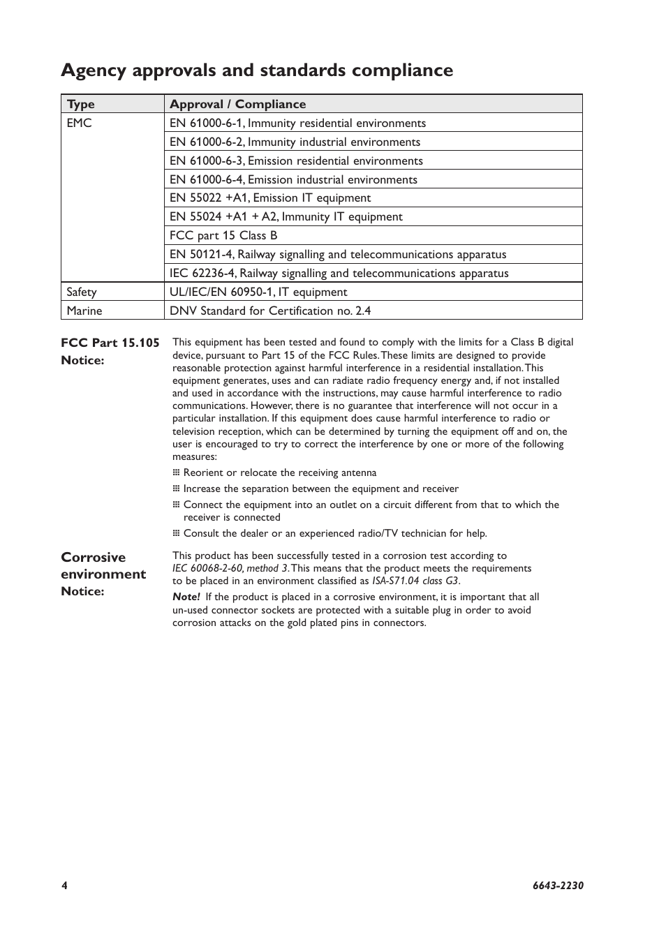 Agency approvals and standards compliance | Westermo Lynx-x05-S1 User Manual | Page 4 / 20