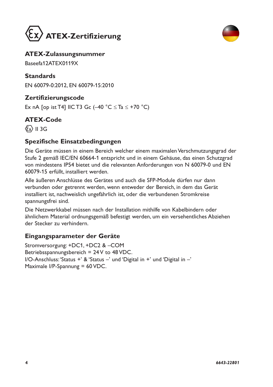 Atex-zertifizierung | Westermo Lynx-x05-S1-EX User Manual | Page 4 / 24