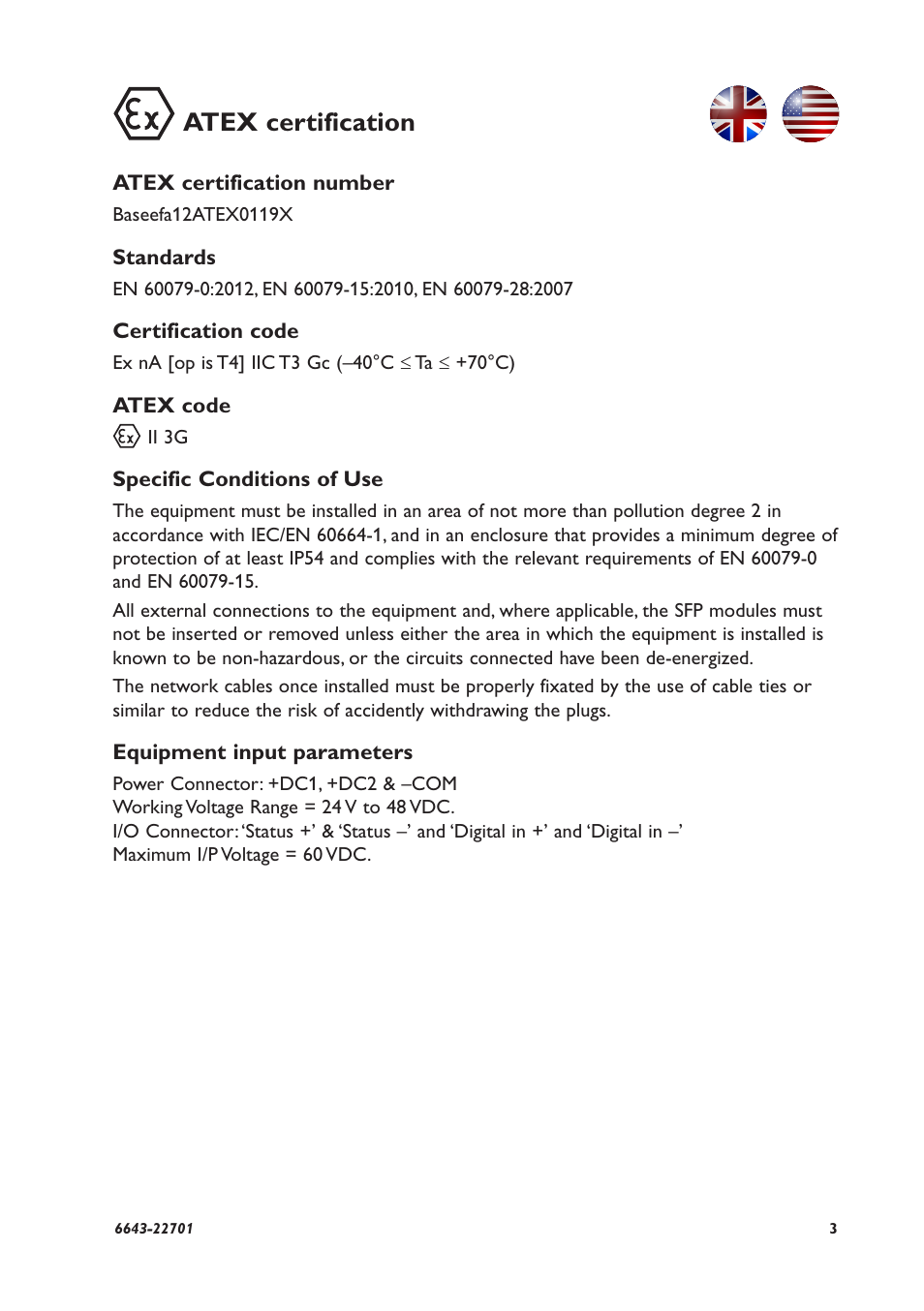 Atex certification | Westermo Lynx-x08-F2G-S2-EX User Manual | Page 3 / 24