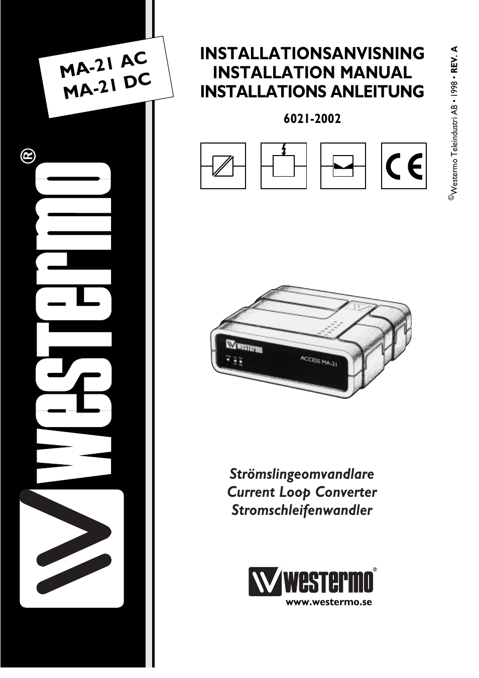 Westermo MA-21 User Manual | 8 pages