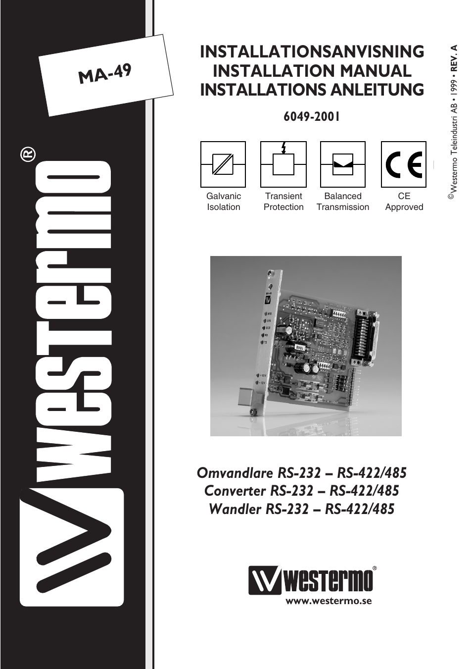 Westermo MA-49 User Manual | 8 pages