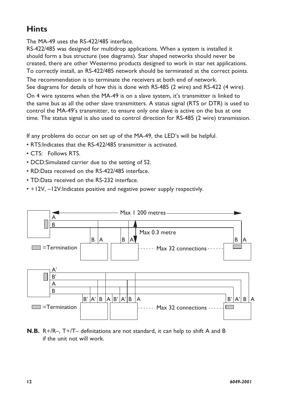 Hints | Westermo MA-49 User Manual | Page 6 / 8