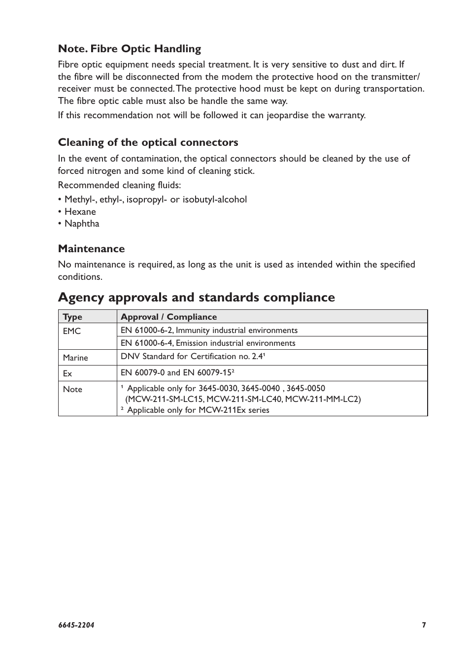 Agency approvals and standards compliance | Westermo MCW-211 User Manual | Page 7 / 20