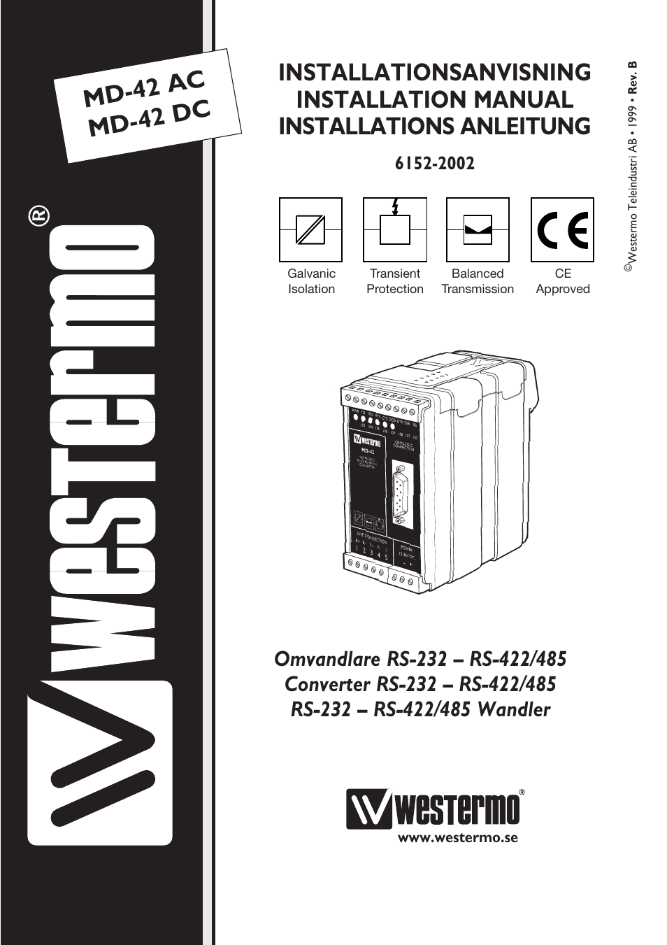 Westermo MD-42 User Manual | 8 pages