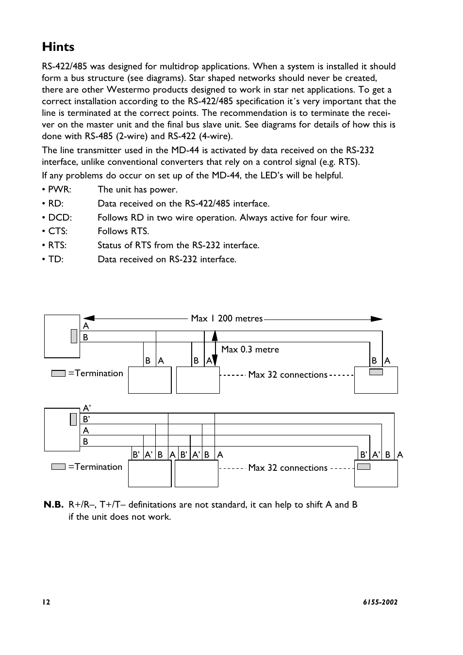 Hints | Westermo MD-44 User Manual | Page 6 / 8