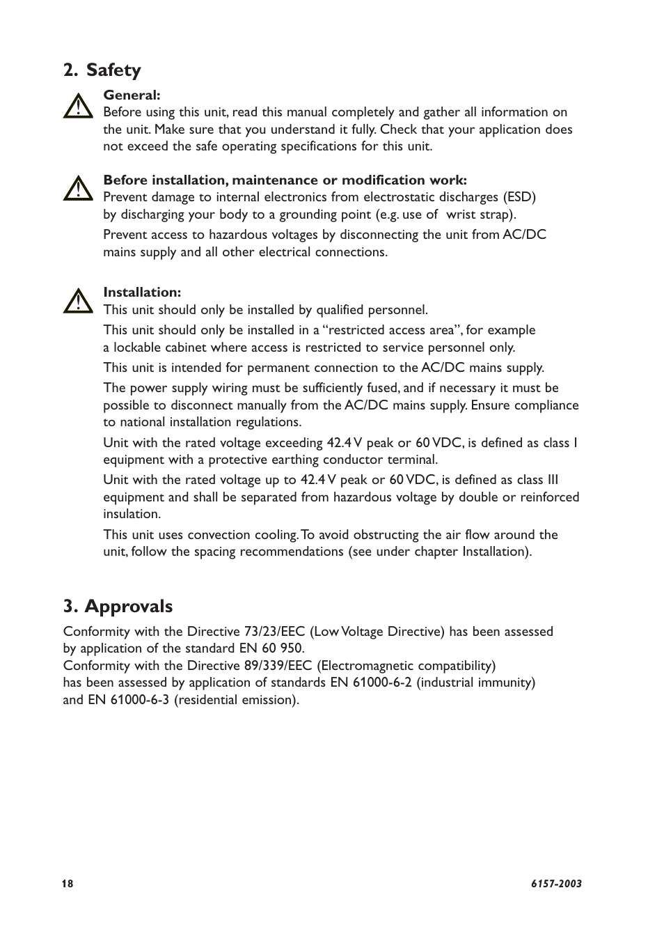 Safety, Approvals | Westermo MD-45 User Manual | Page 18 / 60