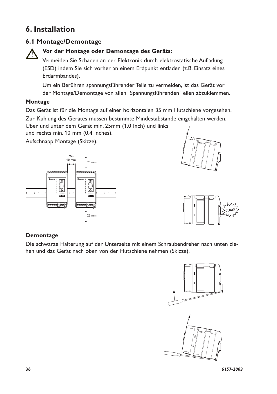 Installation, 1 montage/demontage | Westermo MD-45 User Manual | Page 36 / 60