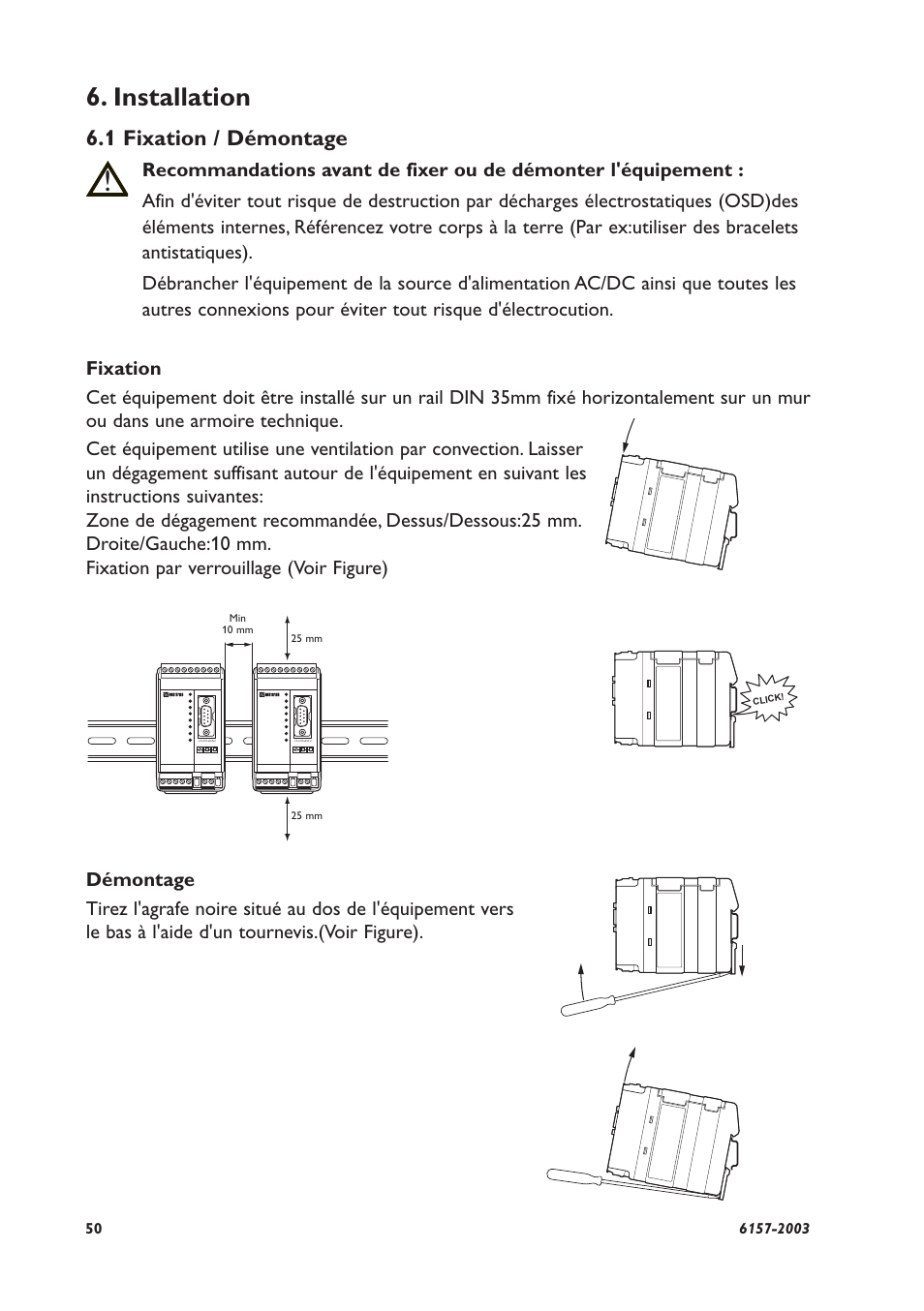 Installation, 1 fixation / démontage | Westermo MD-45 User Manual | Page 50 / 60